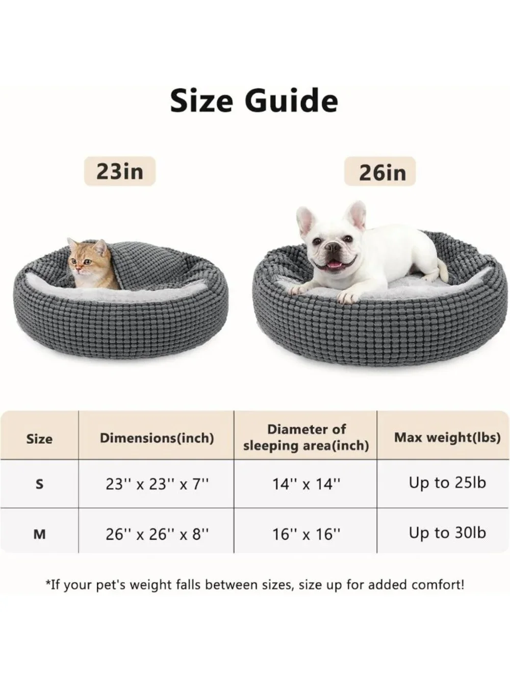Cozy Donut Cuddler Dog Bed with Blanket, Anti-Anxiety Hooded Cave, 23